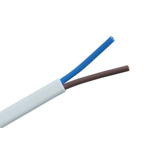 Cablu electric bifilar dublu-izolat 2x0.5mm2 plat alb MYYUP H03VVH2-F 2x0.5