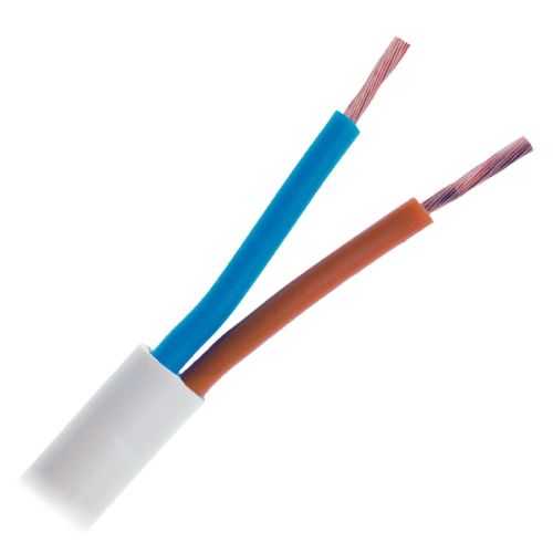 Cablu electric bifilar dublu-izolat 2x0.5mm2 plat alb MYYUP H03VVH2-F 2x0.5