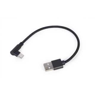 Cablu USB2.0 A mufa - USB type C mufa in unghi 0.2m negru Gembird CC-USB2-AMCML-0.2M