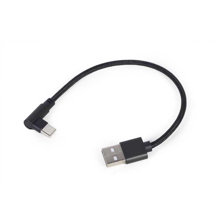 Cablu USB2.0 A mufa - USB type C mufa in unghi 0.2m negru Gembird CC-USB2-AMCML-0.2M