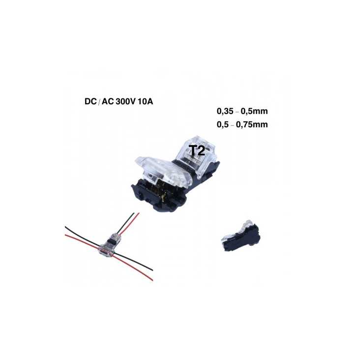 Conector rapid cu blocare in T pentru doua fire