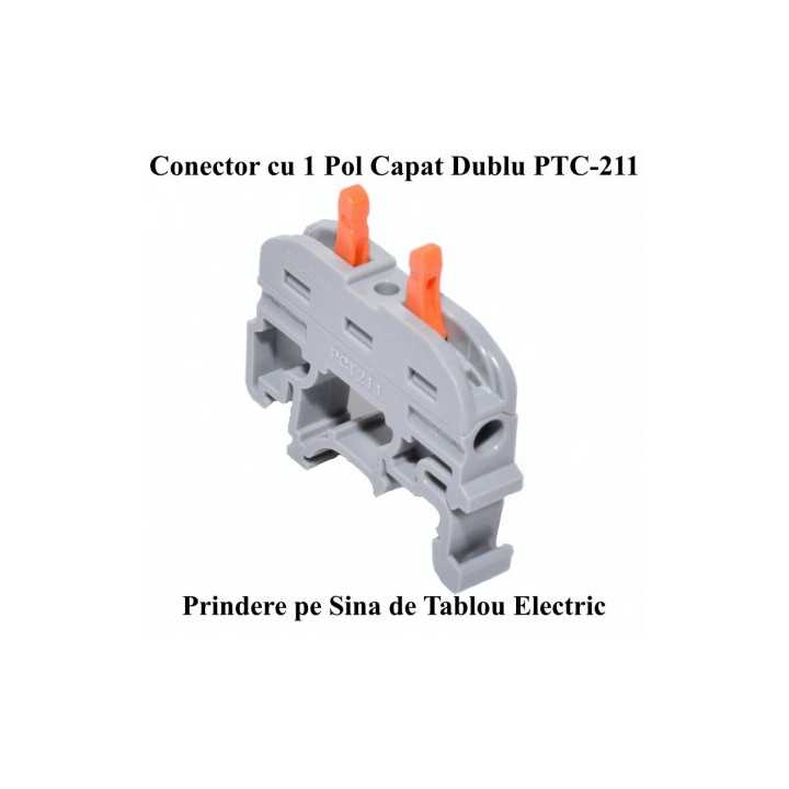 Conector 2+2 cu sina portocaliu pentru cablu maxim 4 mm