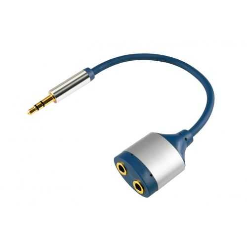 Cablu adaptor audio HiFi stereo Jack 3.5 mm tata - 2x 3.5 mm mama 15cm dublu ecranat HOME