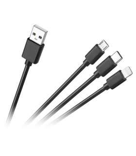 Cablu 3in1 USB A la micro USB + USB type C + Lightning 1.2m 2A Cabletech