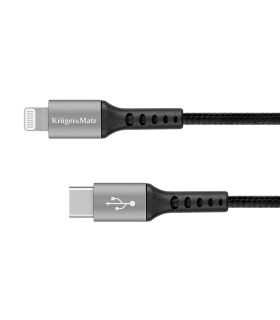 Cablu USB type C - Lightning certificat MFI 1m 3A bumbac OFC Kruger&Matz