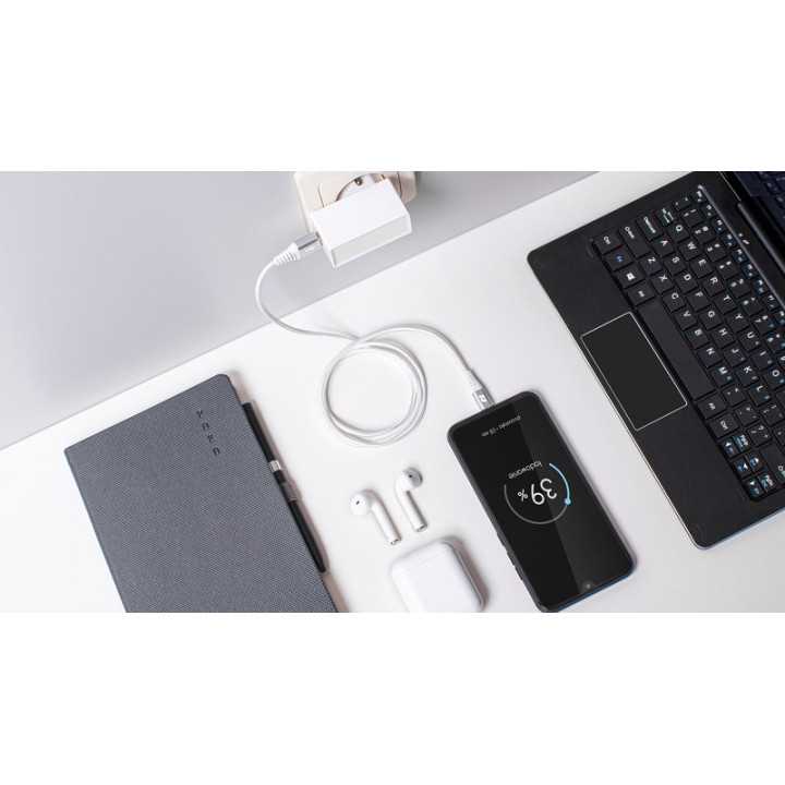 Cablu USB2.0 A - USB type C 0.5m alb panzat Rebel