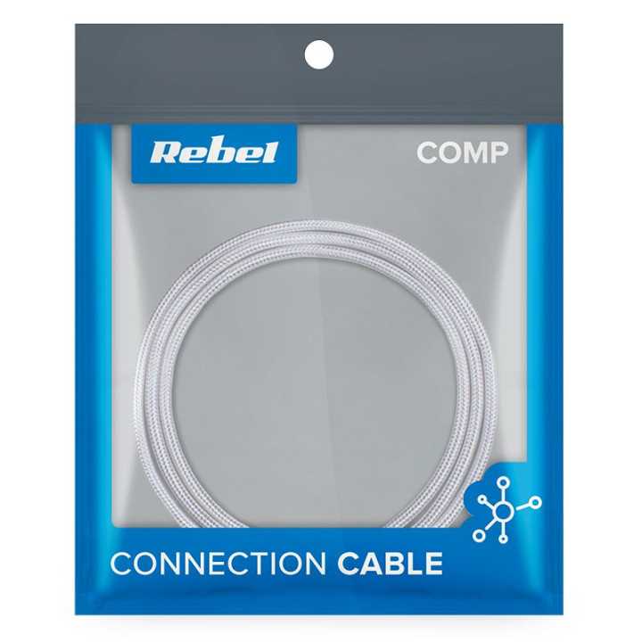 Cablu USB2.0 A - USB type C 0.5m alb panzat Rebel