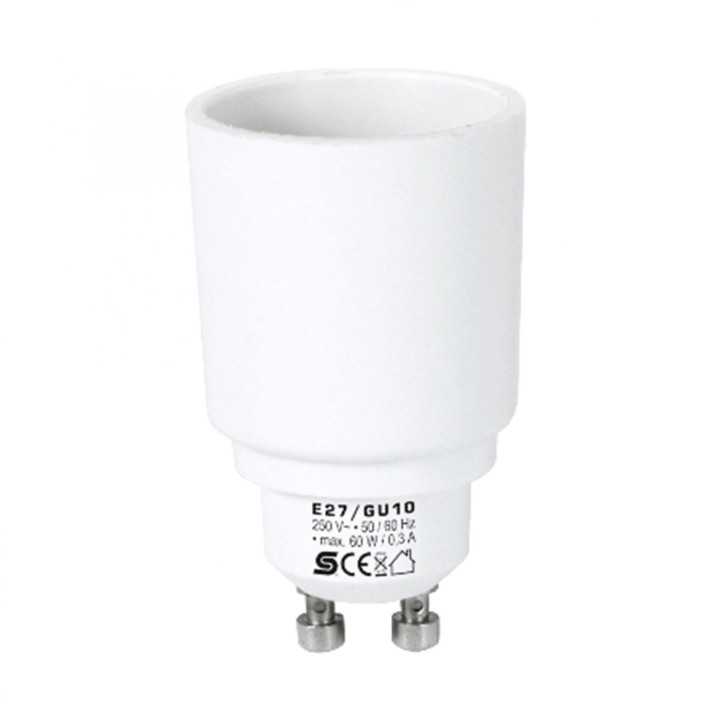 Adaptor soclu E14 mama la mufa GU10 tata 60W 0.3A alb HOME