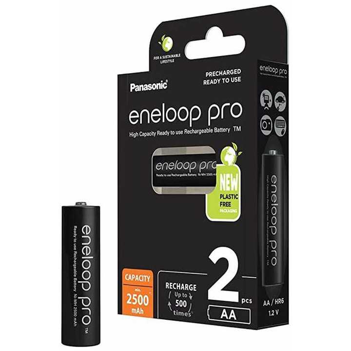 Set acumulatori AA NIMH 2500mAh R6 Eneloop PRO Panasonic 2buc BK-3HCDE/2BE