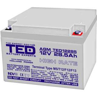 Acumulator AGM VRLA plumb acid 12V 28.5A High Rate 165x175xh126mm M5 TED Battery Expert Holland TED003447 5949258003447