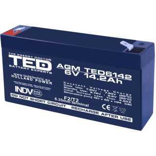 Acumulator AGM VRLA plumb acid 6V 14.2A 151x50xh95mm F2 TED Battery Expert Holland TED003034 5949258003034