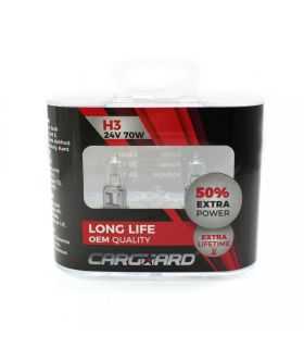Set 2 becuri Halogen 24V H3 70W +50% Intensitate LONG LIFE CARGUARD