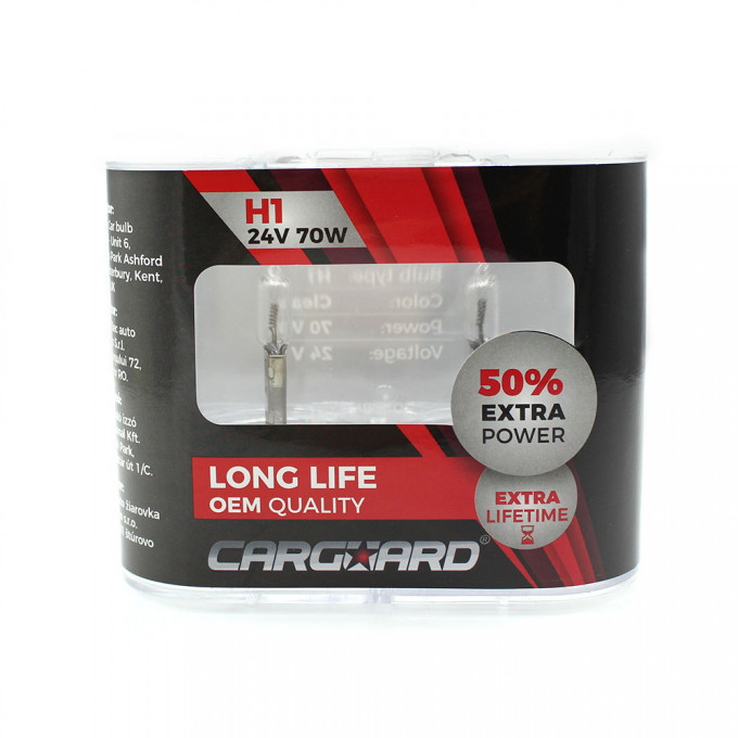 Set de 2 becuri Halogen 24V H1 70W alb cald LONG LIFE Carguard [2]