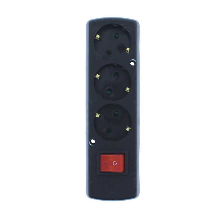 Multipriza 3 prize cu intrerupator fara cablu alimentare negru GN-370SWS/SW/BK Plastrol