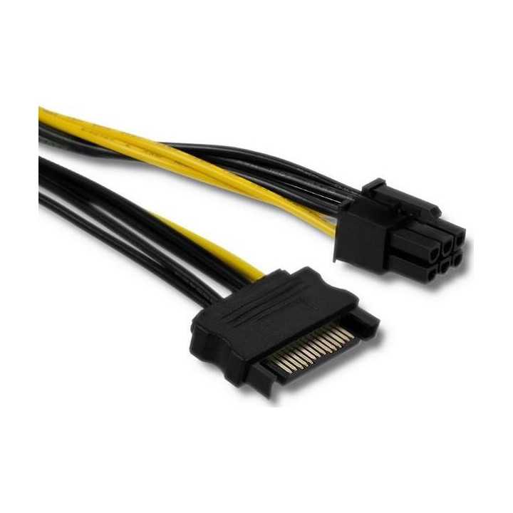 Cablu SATA PCIe 6pin mama - SATA 15pin tata 0.15m SATA III QOLTEC 53989