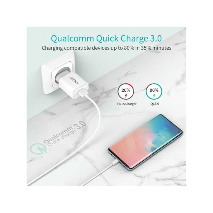 Incarcator retea Choetech 1x USB A QC 3.0 18W alb Q5003-EU-WH