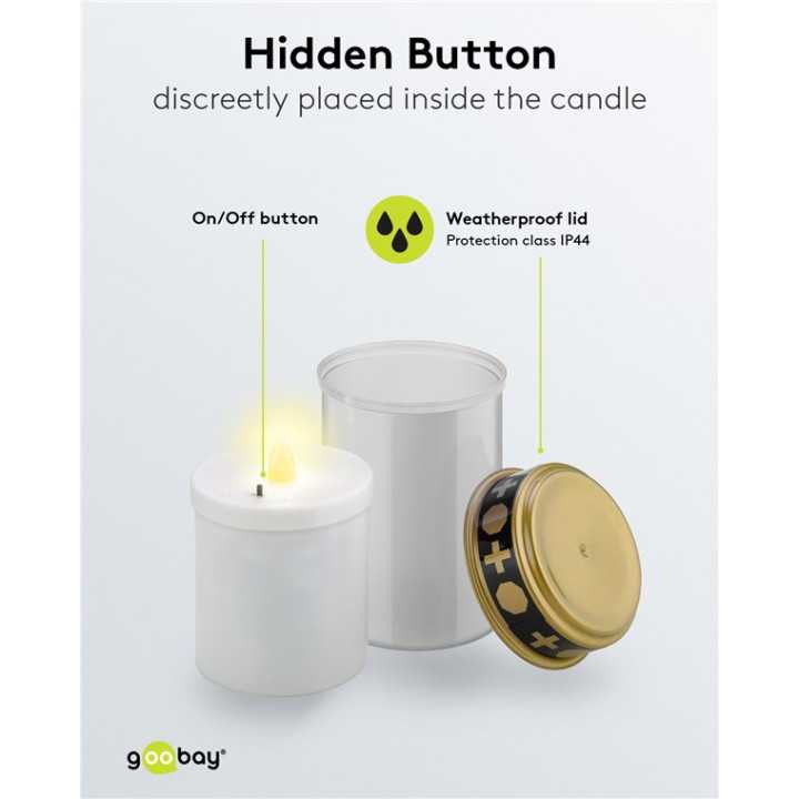 Lumanare funerara LED alb cu efect palpaitor realist alb cald 2700K Goobay 64604