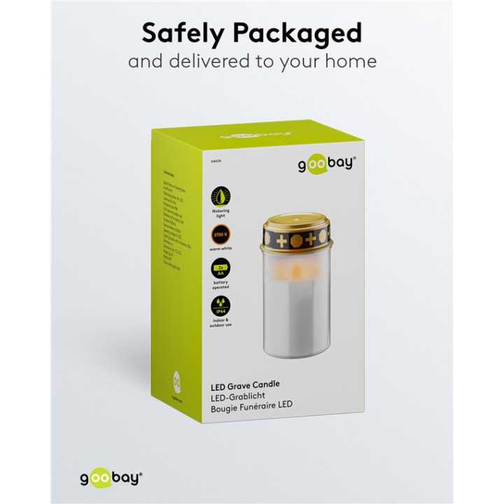 Lumanare funerara LED alb cu efect palpaitor realist alb cald 2700K Goobay 64604