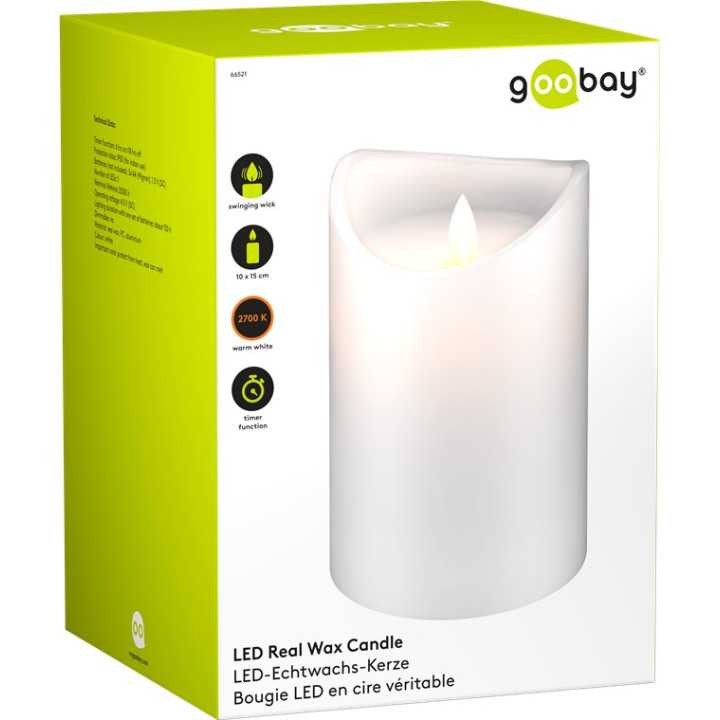 Lumanare LED Real Wax alb 10x15cm Goobay 66521