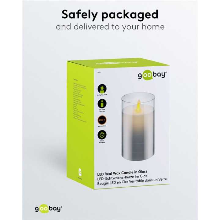 Lumanare LED Real Wax din sticla 7.5x12.5cm Goobay 60371