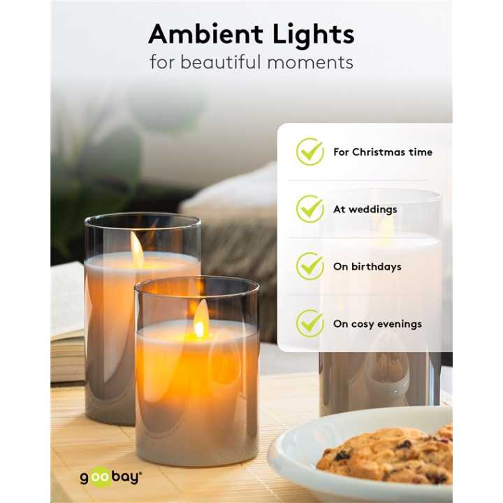 Lumanare LED Real Wax din sticla 7.5x12.5cm Goobay 60371