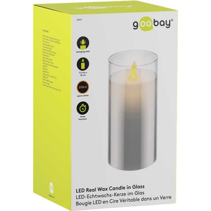 Lumanare LED Real Wax din sticla 7.5x15cm 3x AAA Goobay 60372