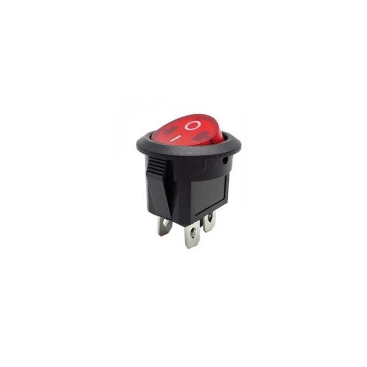 Intrerupator 6A-250V ON-OFF 4pin cu retinere IP20 20.5mm cu LED rosu GBC 24.2340.72