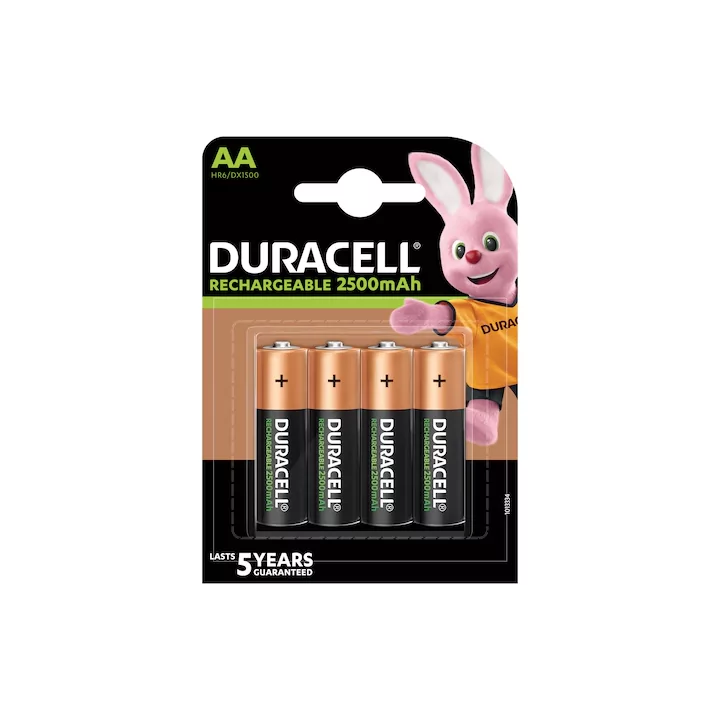 Set acumulatori Ni-Mh mignon AA R6 1.2V 2500mAh Duracell HR6/DX1500