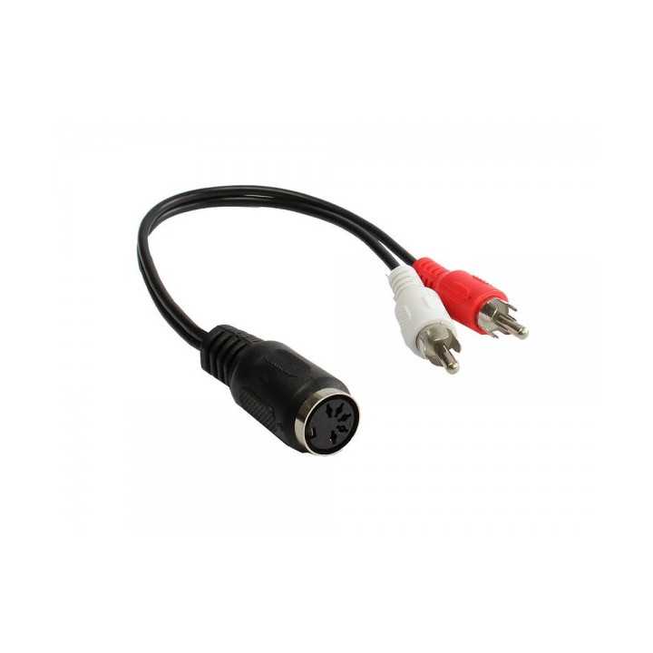 Cablu adaptor 2x RCA la 5 pini DIN mama 20cm Goobay