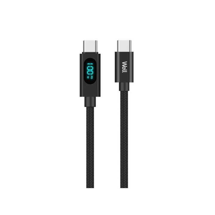 Cablu USB TYPE C - USB TYPE C 1m 20V/5A 100W negru afisaj incarcare Well