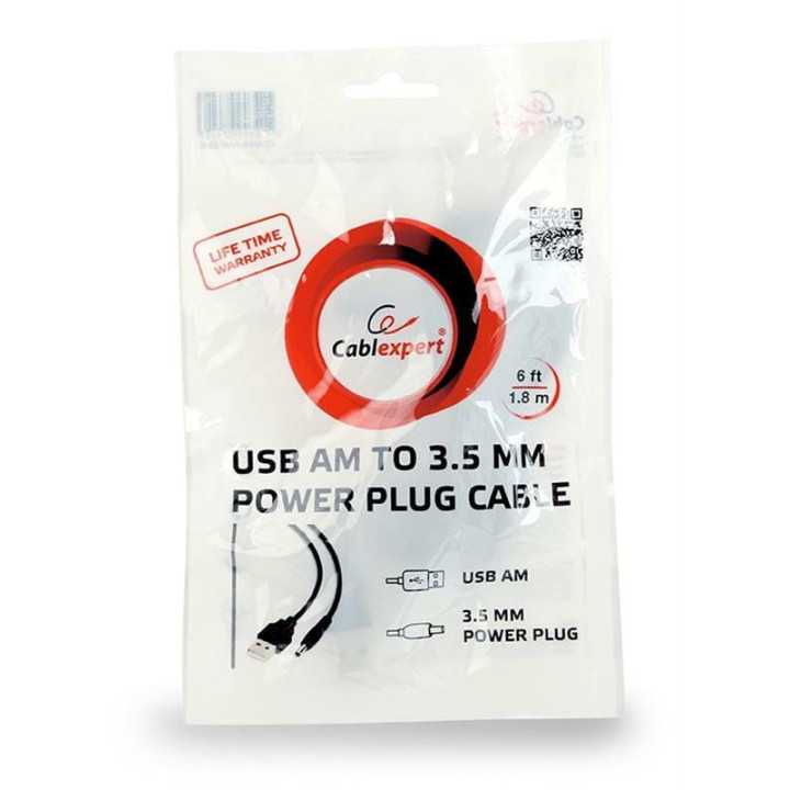 Cablu USB A mufa - DC 3.5/1.35 mufa negru 1.8m 24AWG GEMBIRD CC-USB-AMP35-6