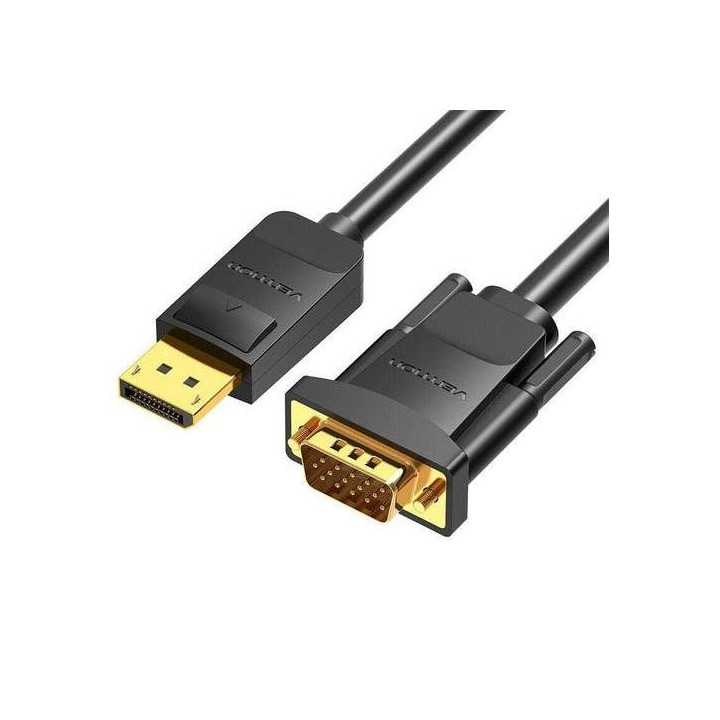 Cablu DisplayPort mufa tata - VGA D-Sub 15pin HD mufa tata 1080P 60Hz 1.5m negru 30AWG VENTION HBLBG