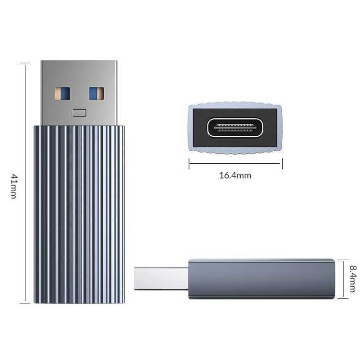 Adaptor USB-A tata - USB Type C mama gri aluminiu Orico AH-AC10-GY 41x17x8.4 mm