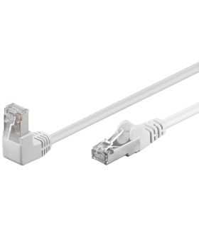 Cablu patch CAT5e FTP RJ45 90 in unghi - RJ45 drept 0.25m 100MHz alb Goobay 94176