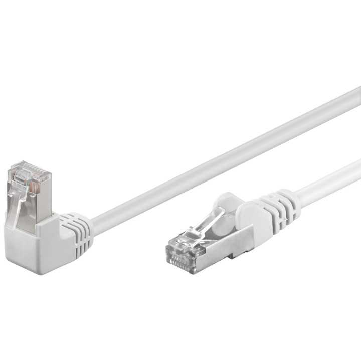 Cablu patch CAT5e FTP RJ45 90 in unghi - RJ45 drept 0.5m 100MHz alb Goobay 94177