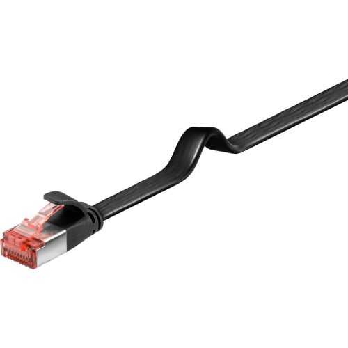 Cablu plat CAT6 FTP RJ45-RJ45 0.25m cupru 250MHz negru Goobay 94229