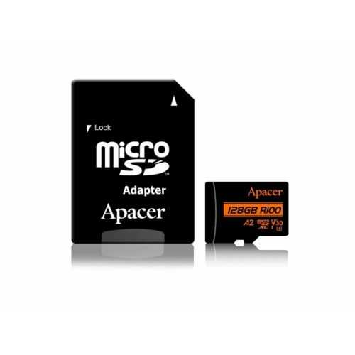 Card microSDXC UHS-I U3 V30 A2 Apacer 128GB R100 cu adaptor SD AP128GMCSX10U8-R