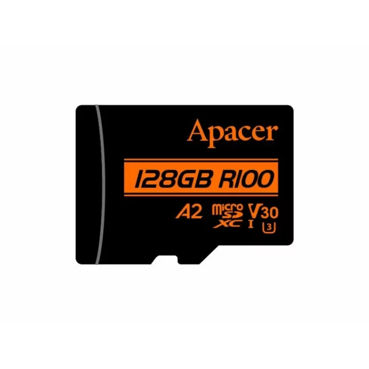 Card microSDXC UHS-I U3 V30 A2 Apacer 128GB R100 cu adaptor SD AP128GMCSX10U8-R