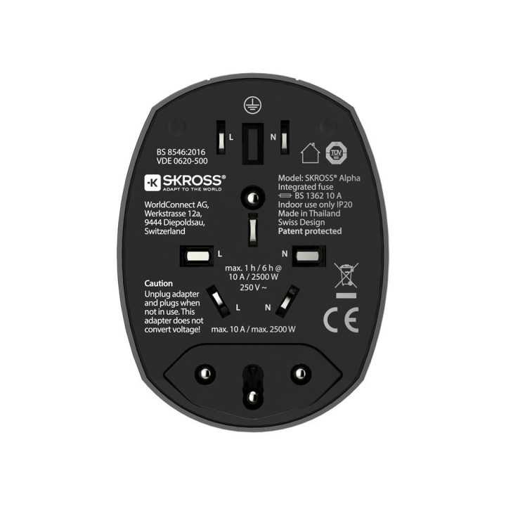 Adaptor priza universal Skross Alpha 1.1041 Australia China Marea Britanie SUA Japonia Elvetia Italia Brazilia