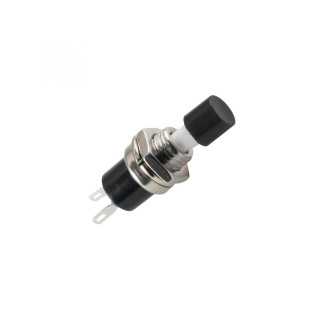 Buton intrerupator mini negru OFF-(ON) fara retinere 1 circuit 12V 1.5A incastrabil 7mm