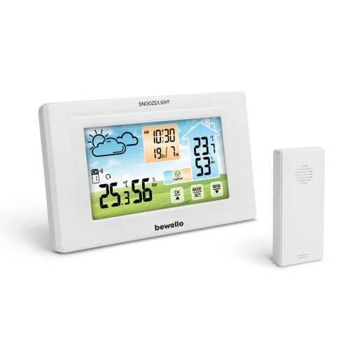 Termometru digital si ceas cu alarma exterior / interior alimentare USB sau 2x AAA alb BEWELLO BW2070
