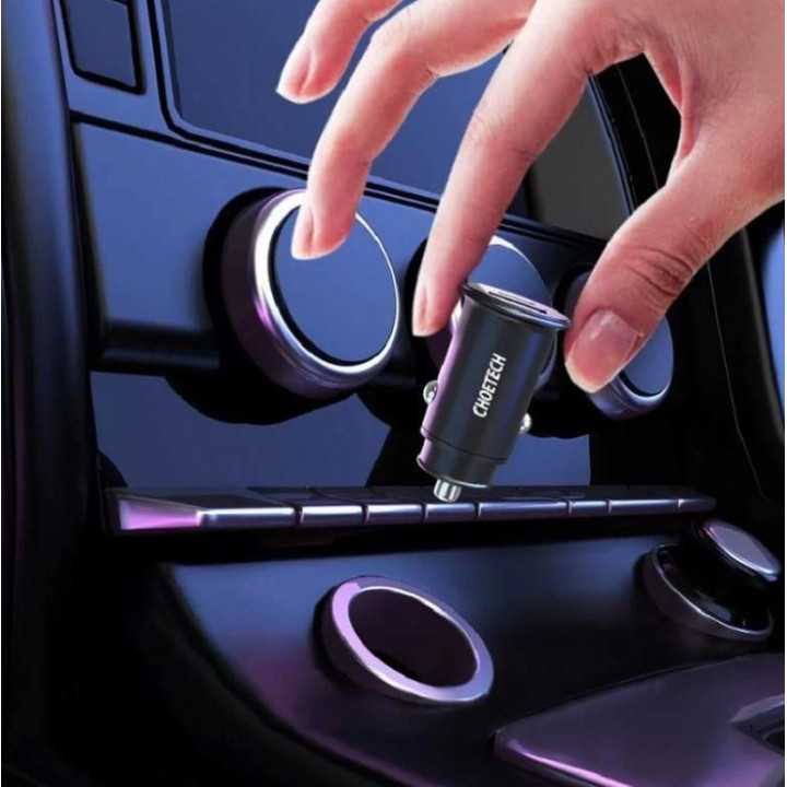 Incarcator auto Choetech TC0006-V2 1x USB type C + 1x USB-A 30W QC 3.0 Power Delivery negru