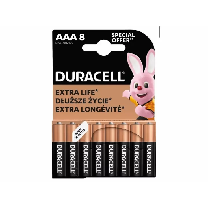 Set 8 baterie alcaline Duracell Basic R3 AAA 8buc/blister