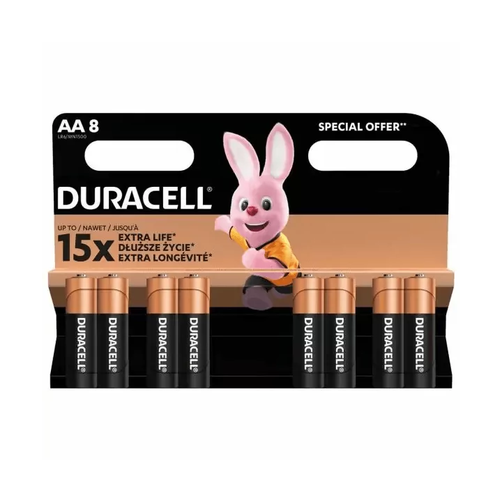 Set 8 baterii alcaline Duracell Basic R6 AA 8buc/blister