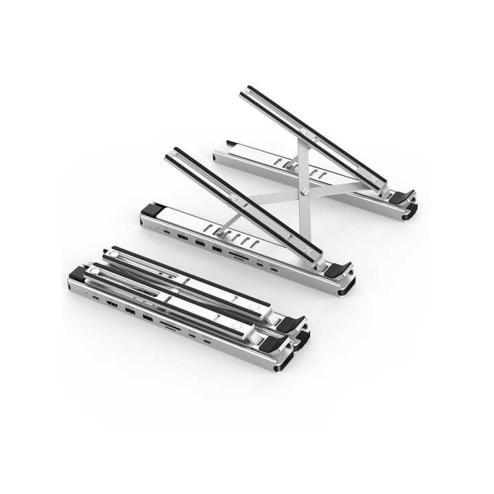 Stand laptop 9in1 si HUB USB type C docking station reglabil aluminiu Choetech HUB-M43-SL-V1