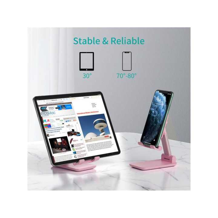 Suport reglabil de birou pentru telefon si tableta Choetech H88-PK-HW roz