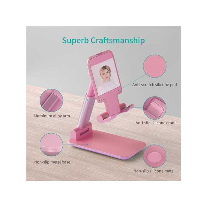 Suport reglabil de birou pentru telefon si tableta Choetech H88-PK-HW roz