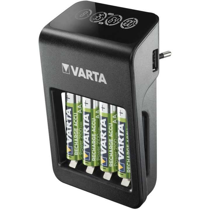 Incarcator Varta 57687 AA/AAA 9V NiMH port USB +4 acumulatori AA 2100 mAh