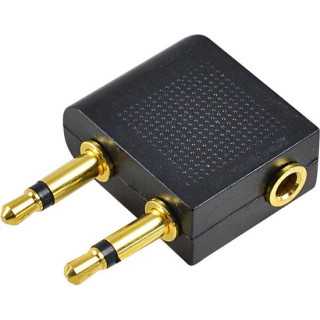 Adaptor audio casti avion 2x Jack 3.5 mm 2pin tata - 1x Jack 3.5 mm 3pin mama aurit LOGILINK CA1089