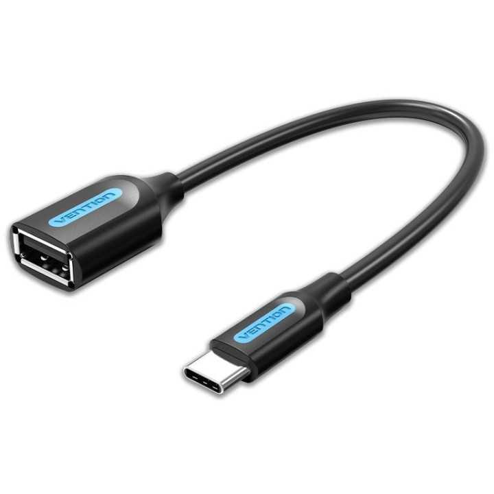 Cablu USB 2.0 A mama - USB type C tatat 15cm cupru ecranat negru VENTION CCSBB